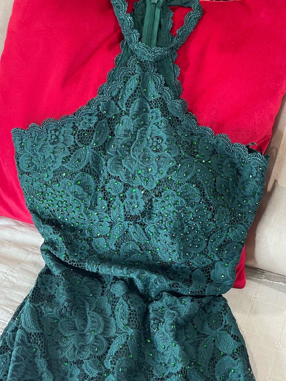 Betsy & Adam Deep Green Evening Dress - Picture 4 of 16